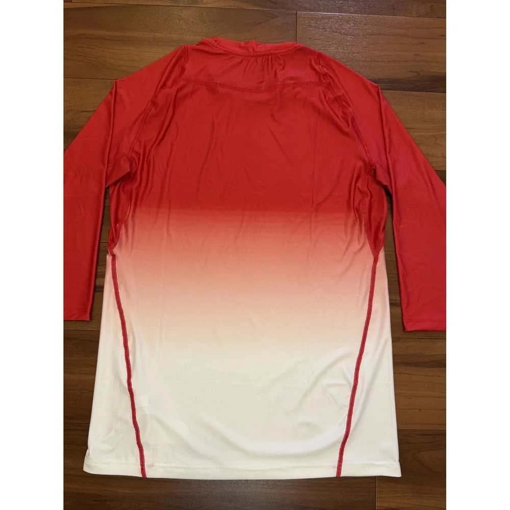 Nike Pro 3/4 Sleeve Shirt BSBL Baseball Raglan Crewneck Red White Men's Large L